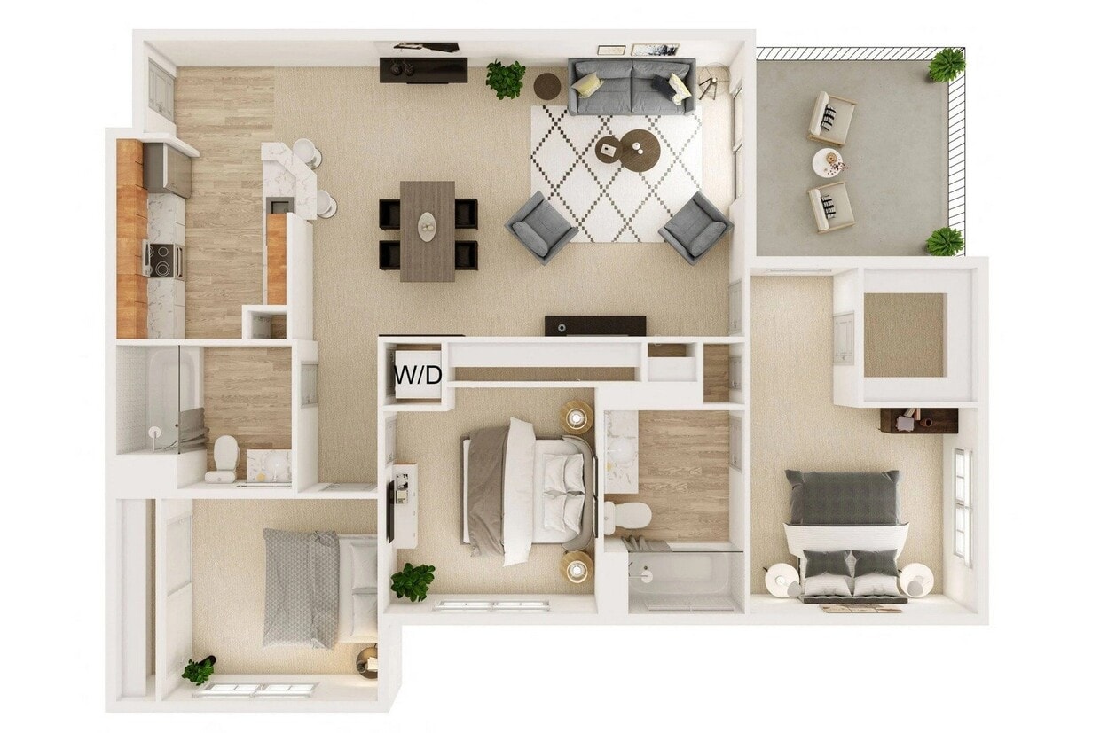Floor Plan - 3 Bedroom, 2 Bath A