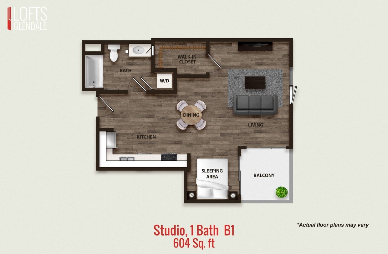 Floor Plan - Studio, 1 Bath B1