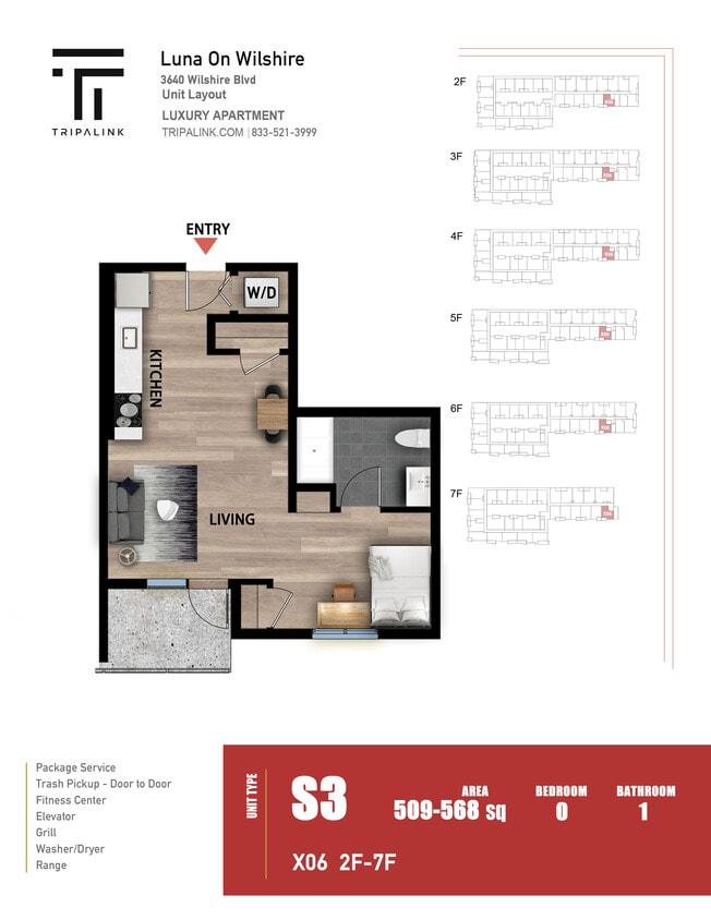 Floor Plan - Studio - 509 sqft