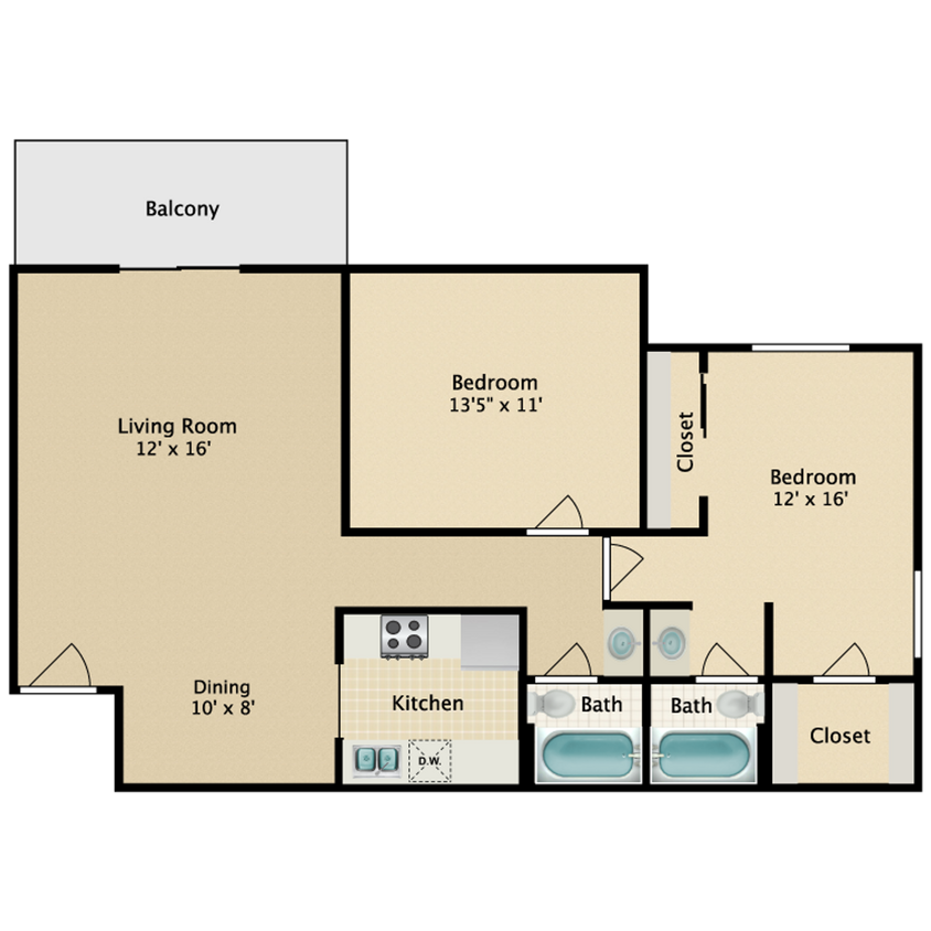 Floor Plan - 2BR/2BA