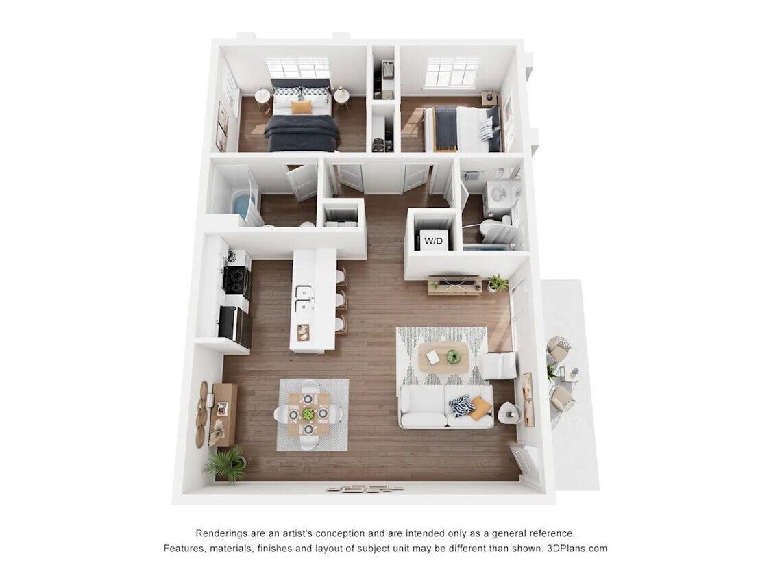 Floor Plan - 2BD, 2BTH B2