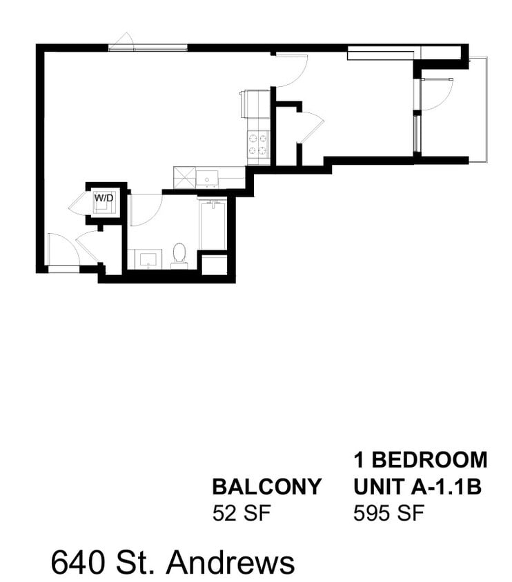 Floor Plan - A-1.1B - 1 Bedroom