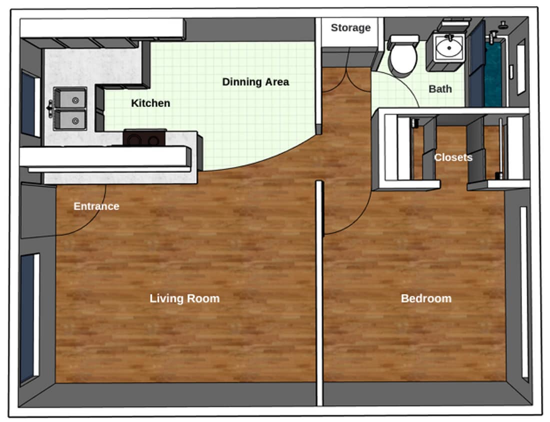 Floor Plan - Large One Bedroom
