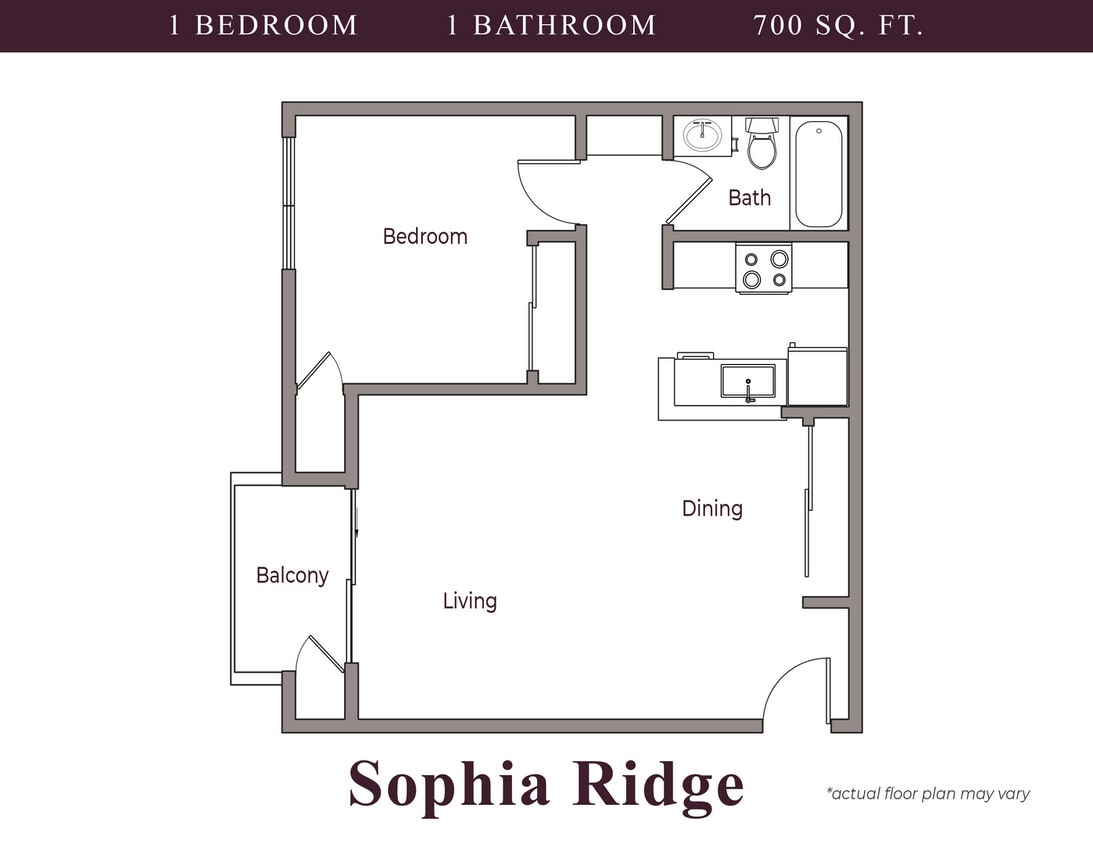 Floor Plan - 1 Bed 1 Bath