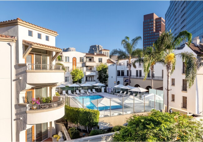 Aerial Photo with Pool View - The Glendon Apartments in Westwood