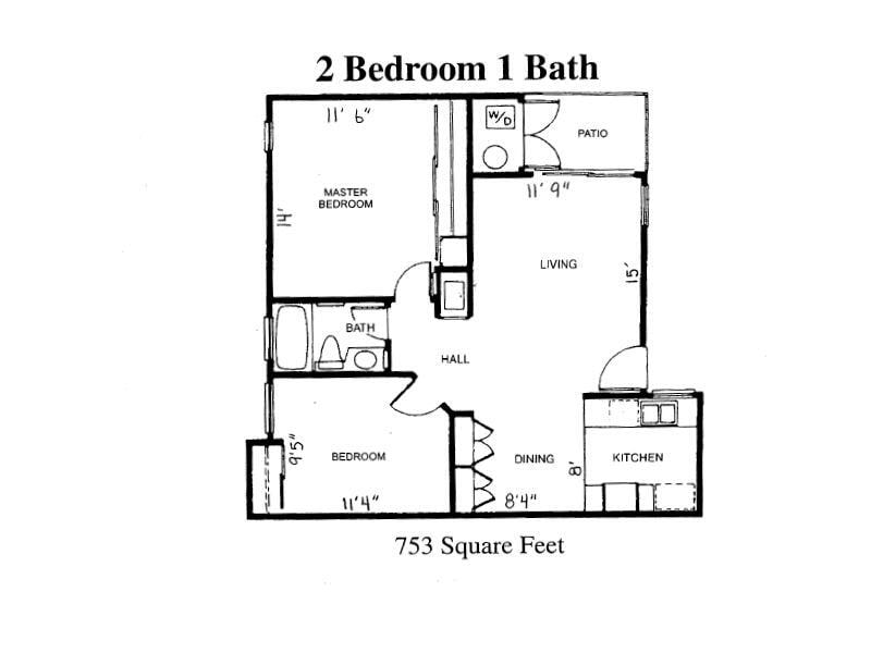 Floor Plan - 2 Bedroom 1 Bathroom