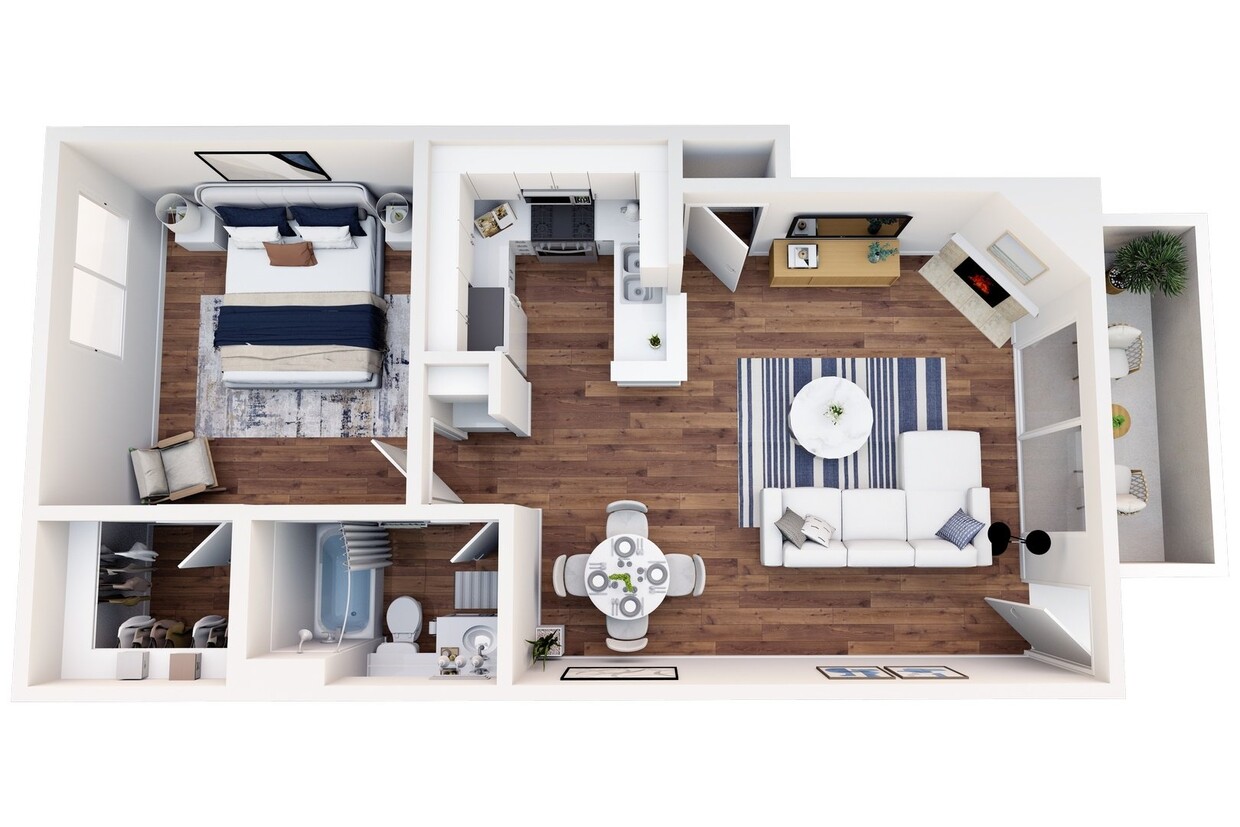 Floor Plan - 1 Bedroom, 1 Bath