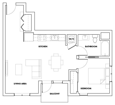 Floor Plan - 1 Bedroom L Trilby