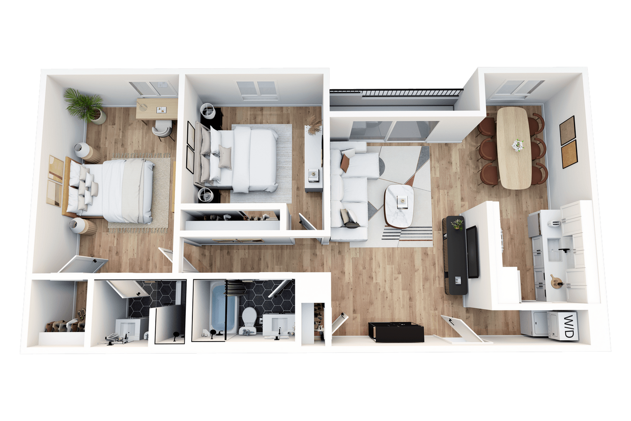 Floor Plan - 2 Bedrooms, 2 Baths Plan J