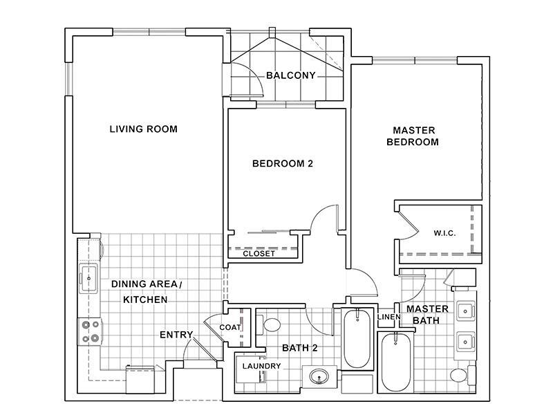 Floor Plan - 2Bedroom2BathroomA