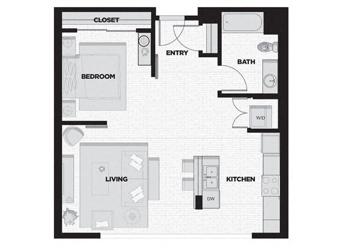 Floor Plan - 1 Bed - 1 Bath M1