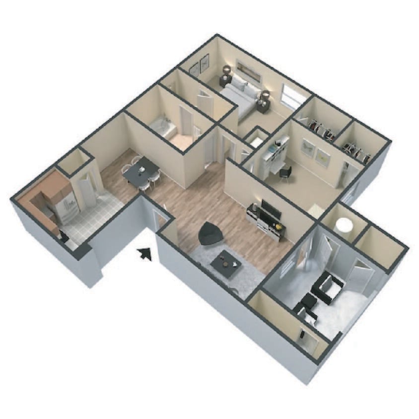 Floor Plan - 1 Bedroom 1 Bath