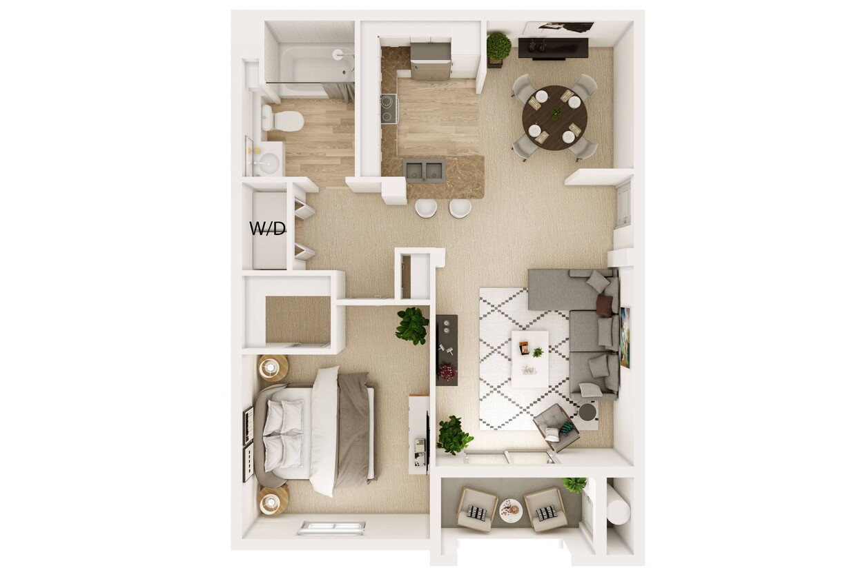 Floor Plan -  1 Bed 1 Bath B