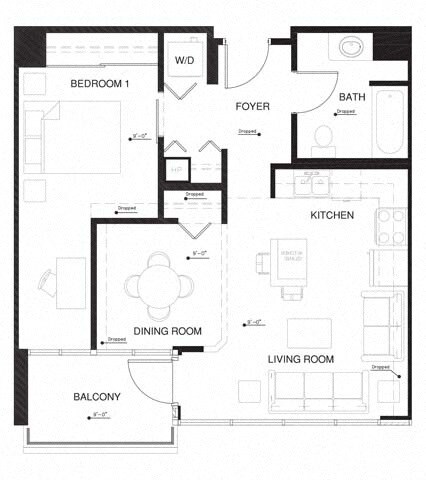 Floor Plan - 1J w Balcony