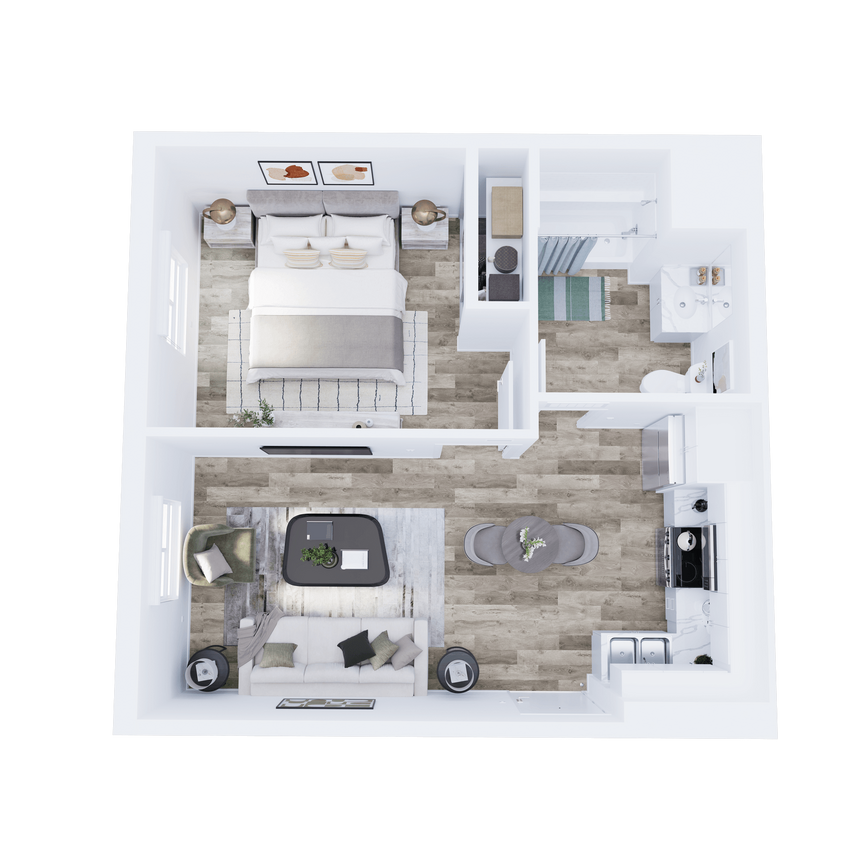 Floor Plan - Plan 1F - 1 Bedroom, 1 Bath