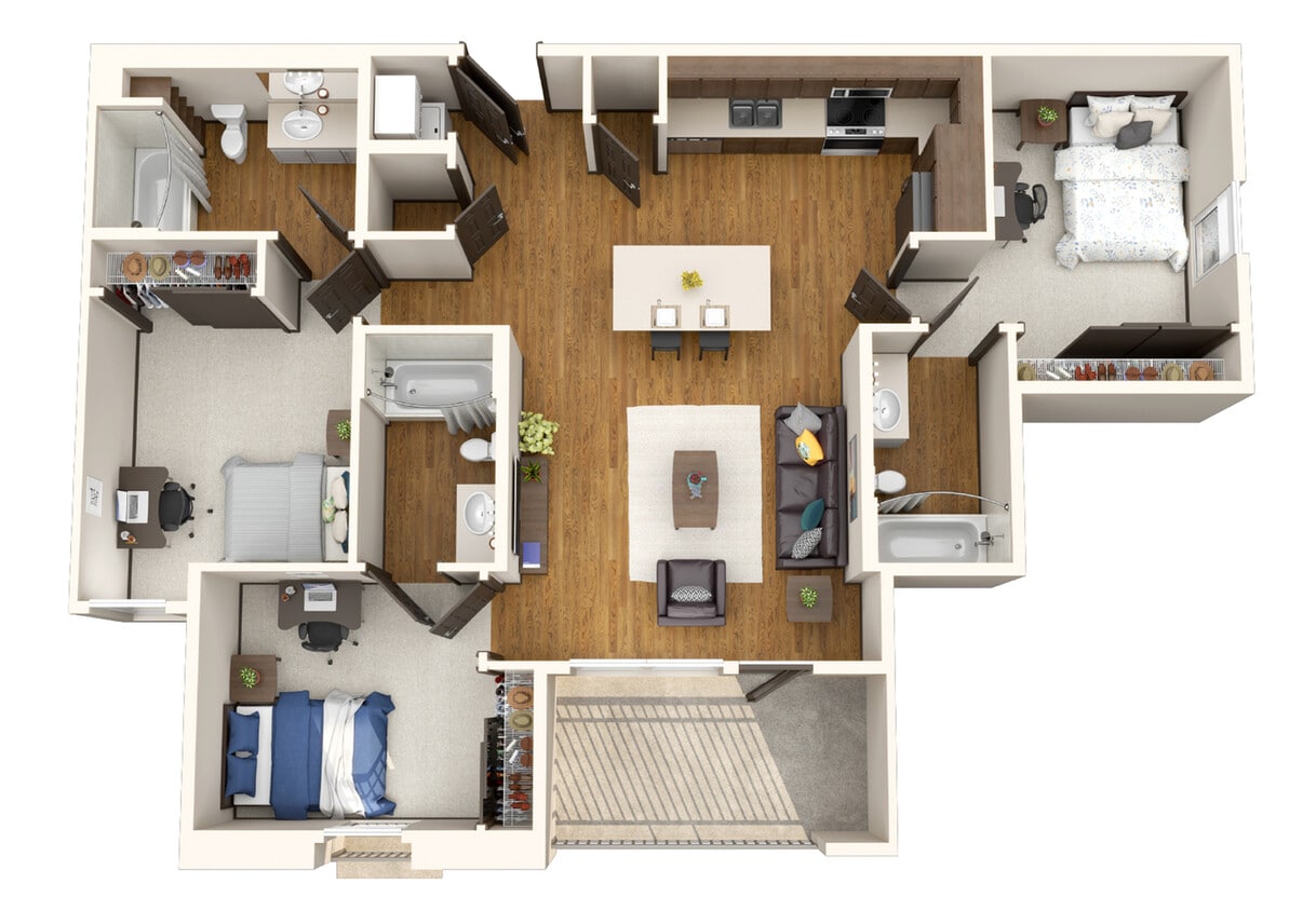 Highlander-3DFloorPlan-3x3-Standard - 3x3 Standard