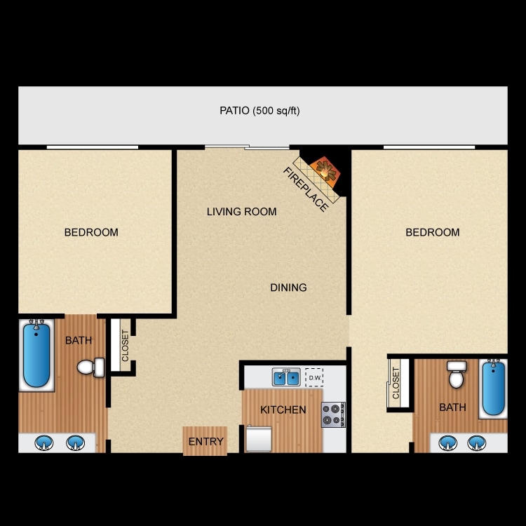 Floor Plan - 2 bed 2 bath