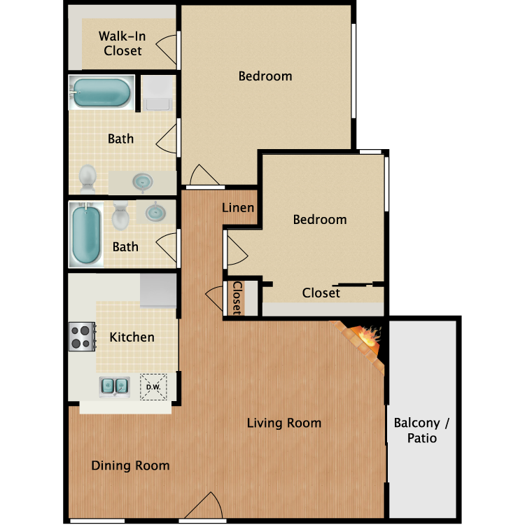 Floor Plan - Cortona with 2 uncovered parking spaces