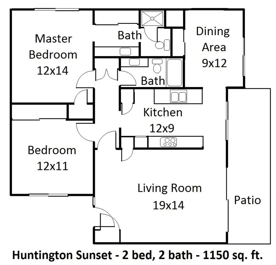 Floor Plan - All New, Spacious 1,150 sq ft 2 Bdrm 2 Ba with ...