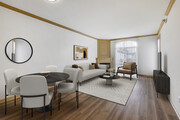 Renovated Package I dining and living room with hard surface flooring - Avalon Thousand Oaks Plaza Apartments