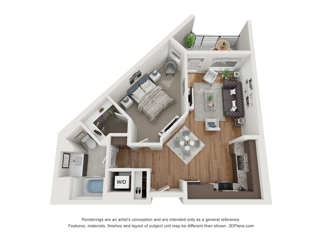 1x1C Floor Plan - 1x1C