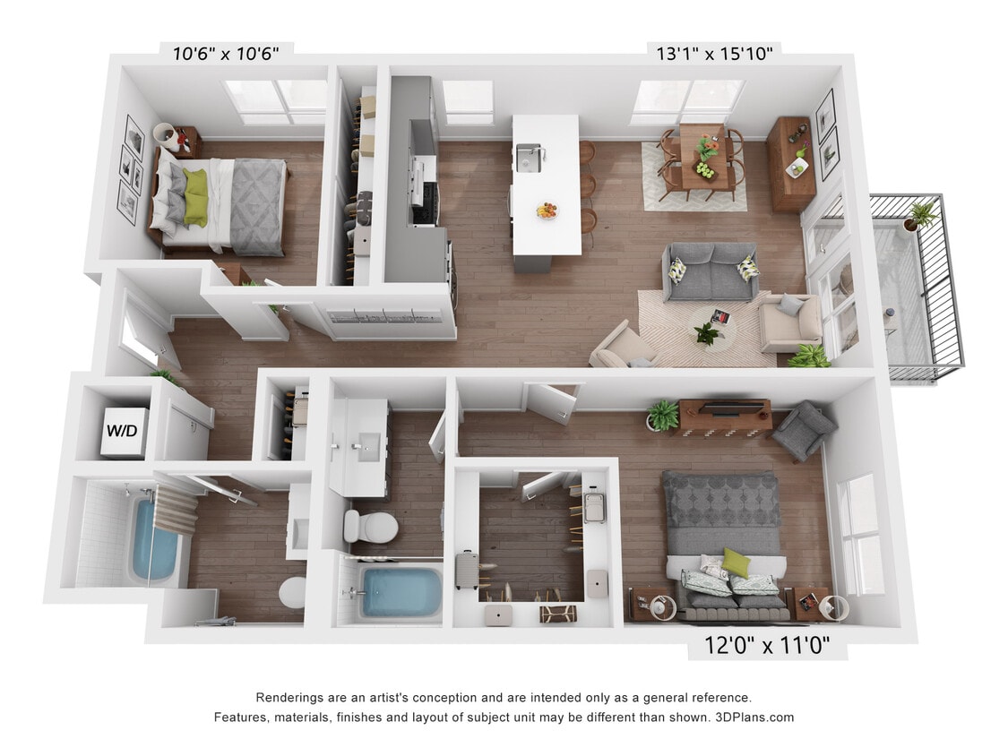 Floor Plan - 2 Bedroom, 2 Bath