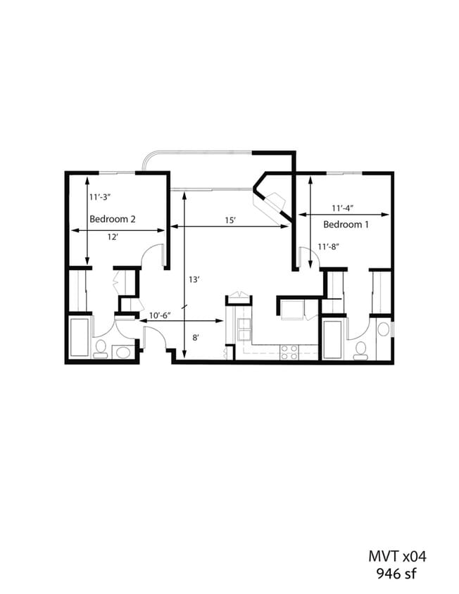Floor Plan - 2BR 2BA - FLOOR PLAN E - 1441 MIDVALE