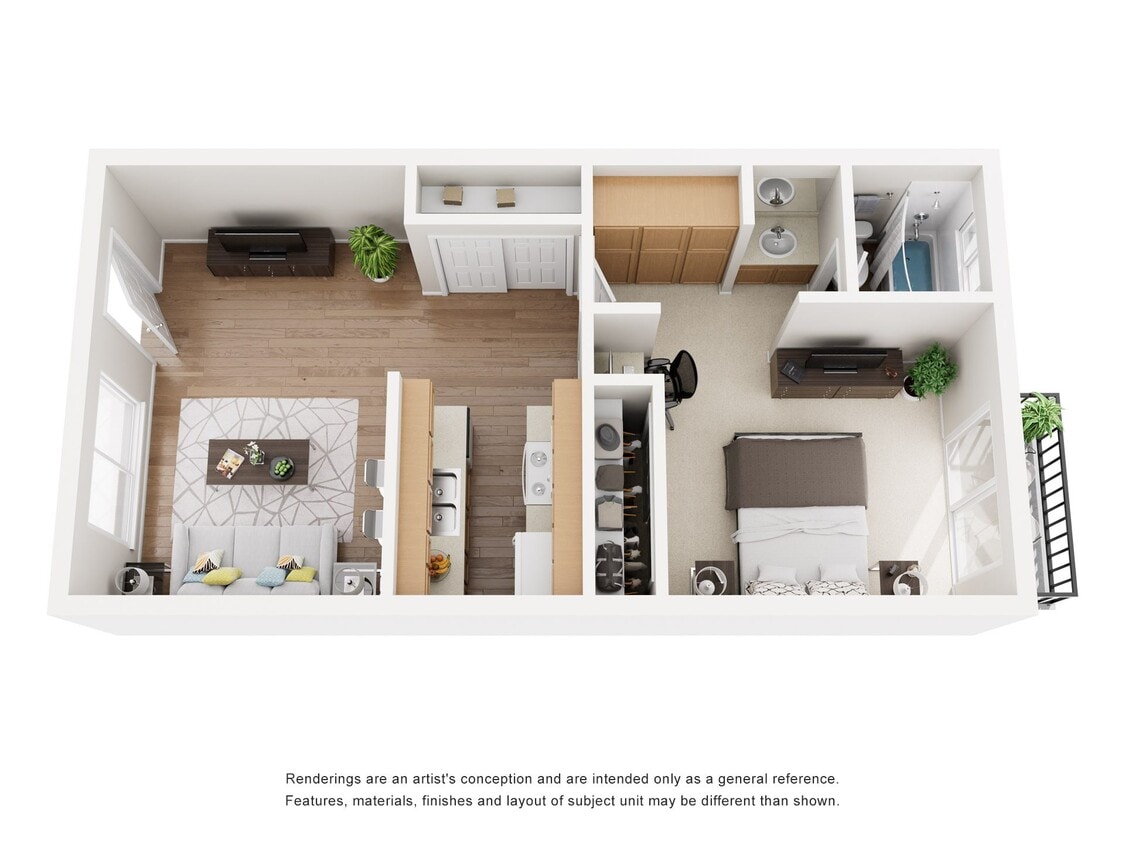 Floor Plan - 1 Bedroom 1 Bath