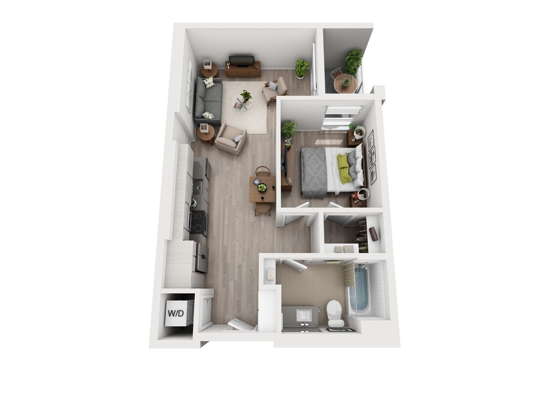 Floor Plan - 1 Bed 1 Bath - 700 sqft