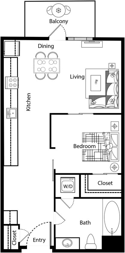 Floor Plan - Jr 1 Bedroom - A