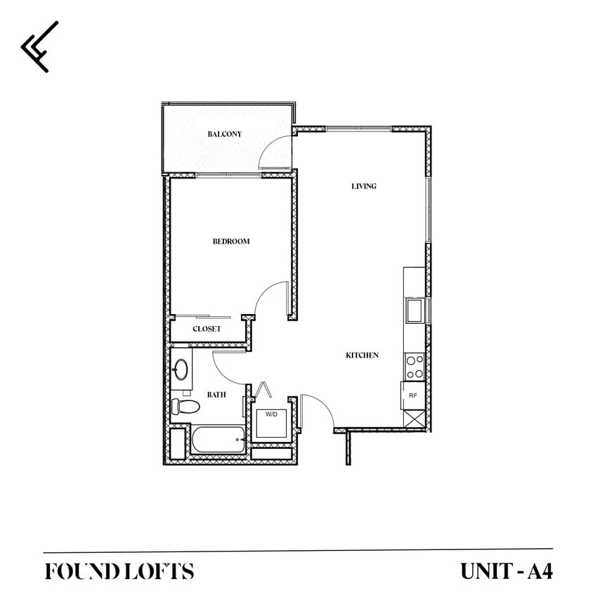 Floor Plan - 1 Bed 1 Bath (A4-Corner)