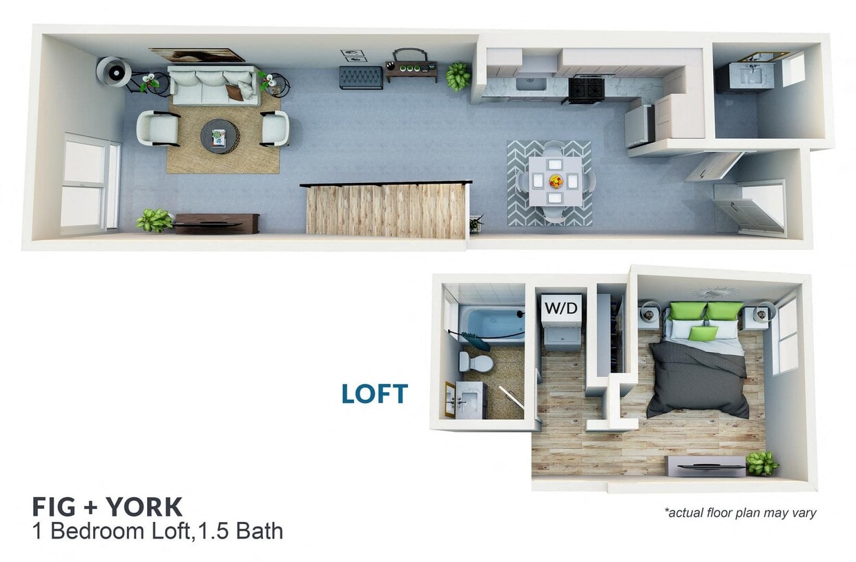 Floor Plan - 1 Bedroom, 1.5 Bath