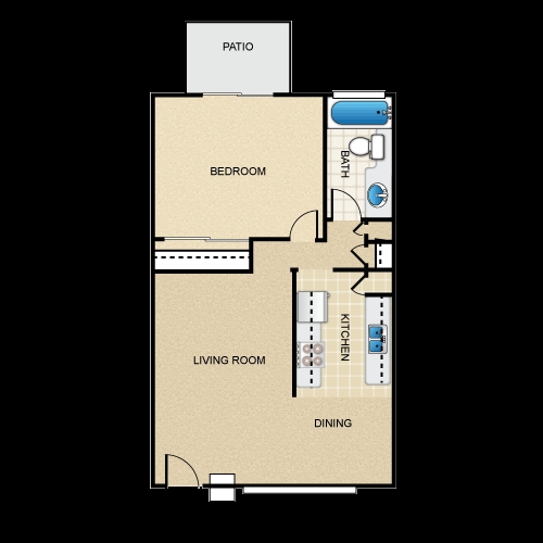 1BR/1BA - Plan A