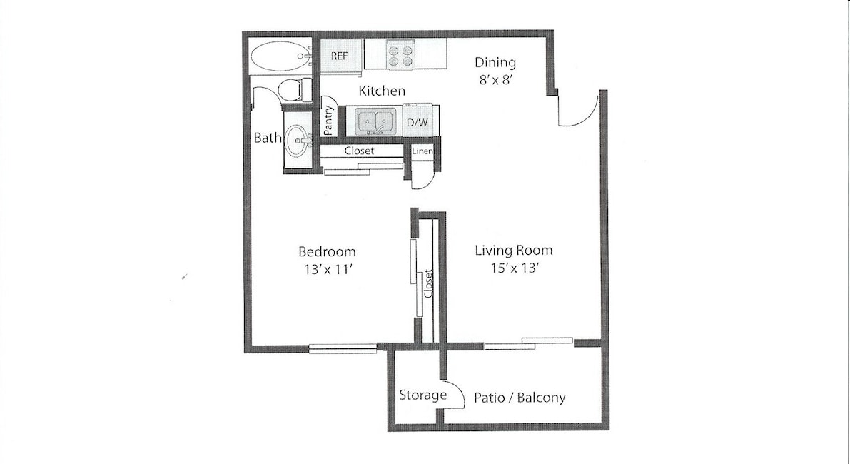 F - 1 Bedroom, 1 Bath - Plan F