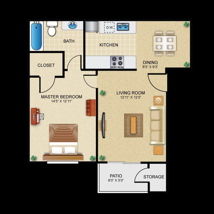 1BR/1BA - 1 Bed 1 Bath