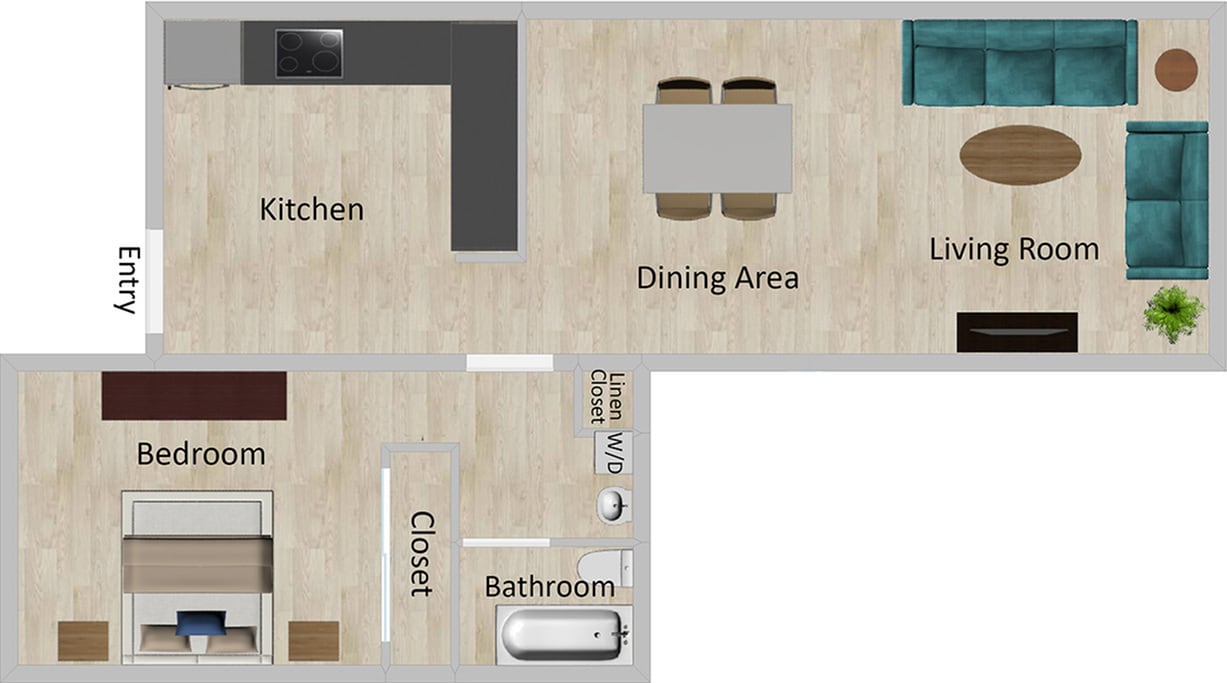 Fletcher 1 Bedroom - 1x1 R