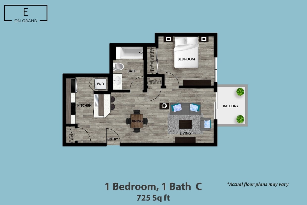Floor Plan - 1 Bedroom, 1 Bath C