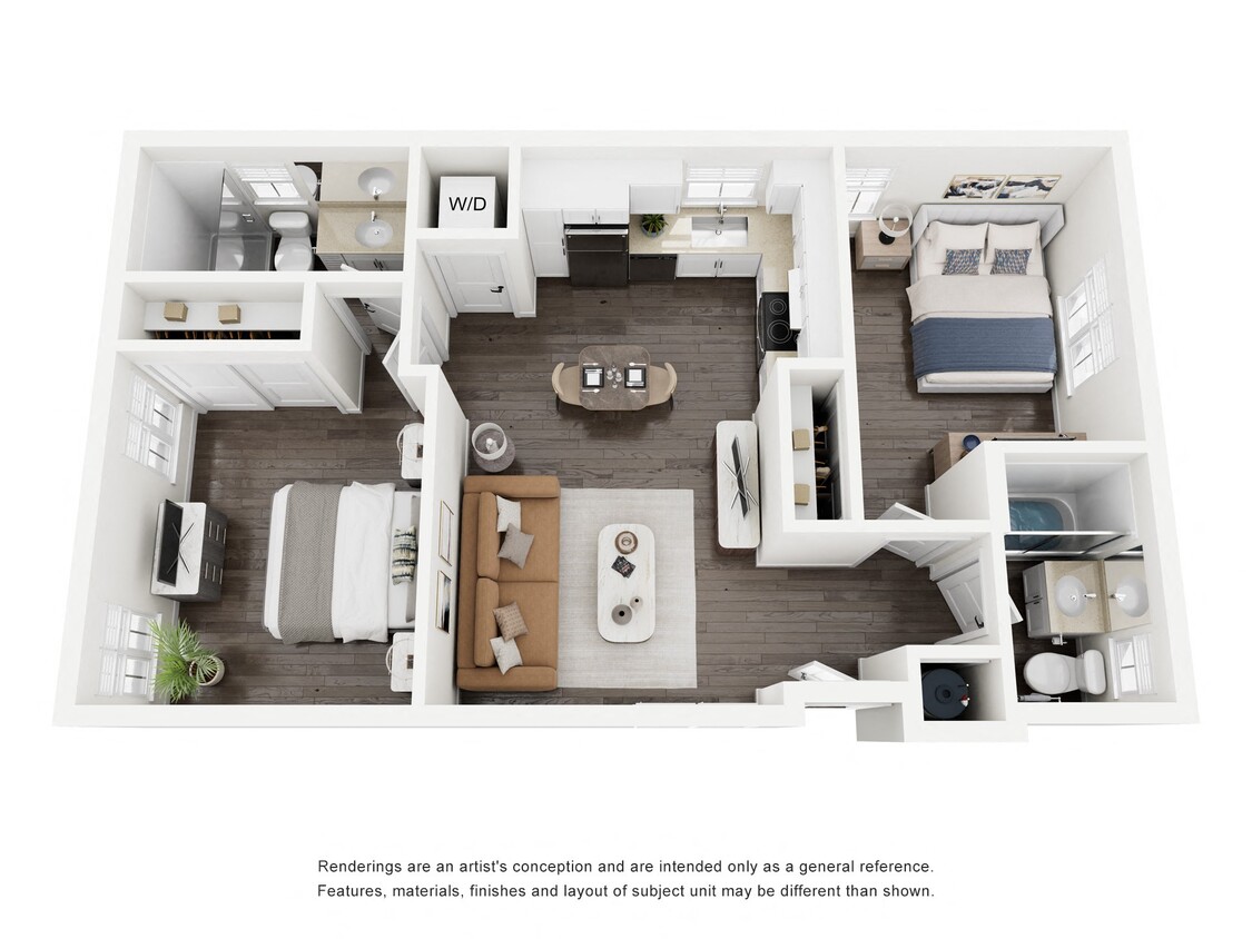 Floor Plan - 2 Bed + 2 Bath Cottage
