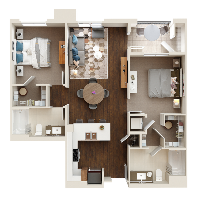 B1 - 2x2 Floor Plan - B1