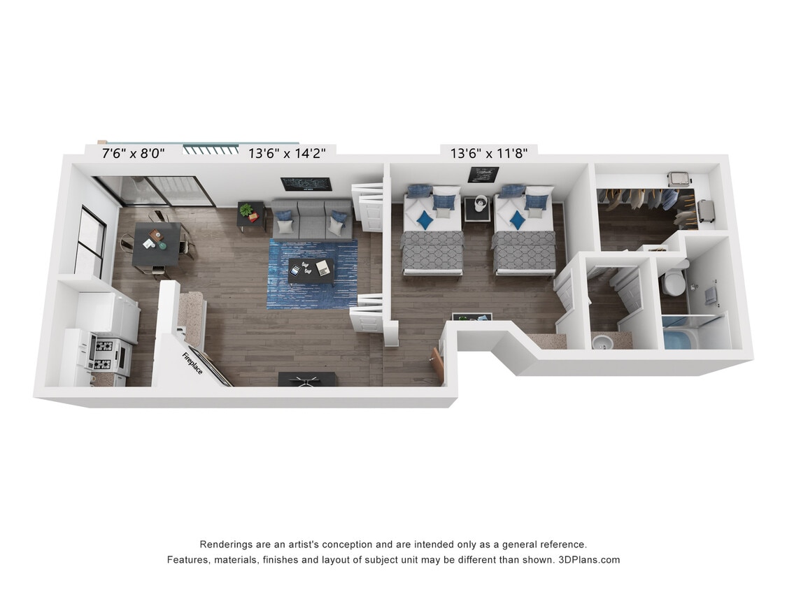 Floor Plan - 1 Bedroom Junior - Floor Plan B