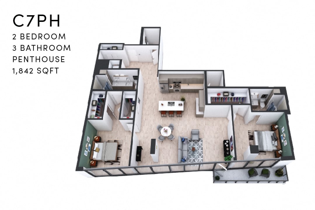 Floor Plan - C7PH 2 Bedroom Penthouse
