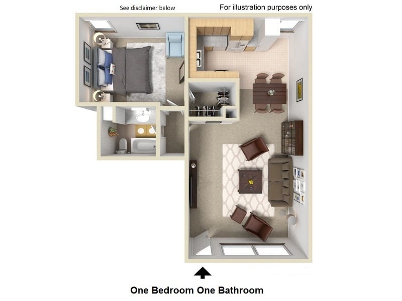 Floor Plan - Two Bedroom One Bathroom