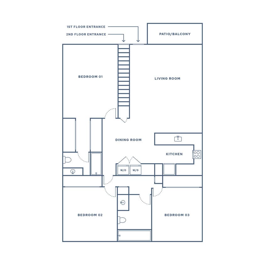 Floor Plan - 3 bed, 2 Bath - C1 (Camino Real)