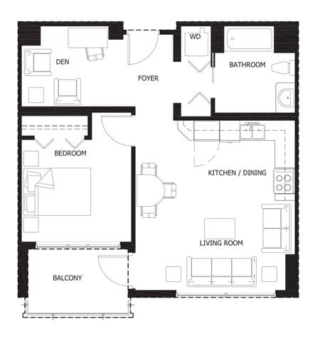 Floor Plan - 1R Den w Balcony Renovation 2