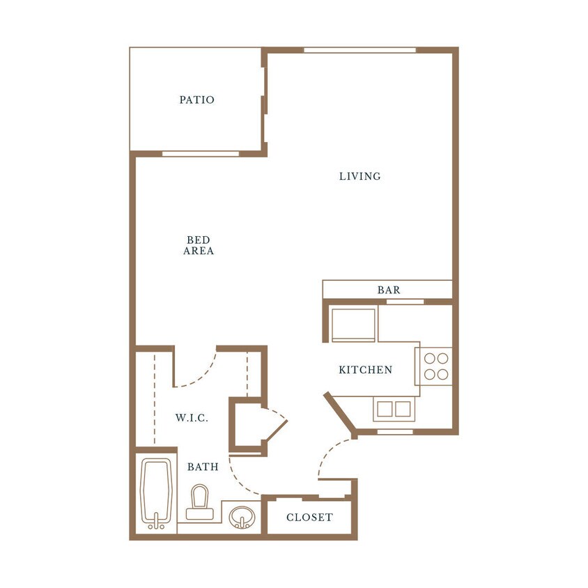 Floor Plan - 0 Bed, 1 Bath