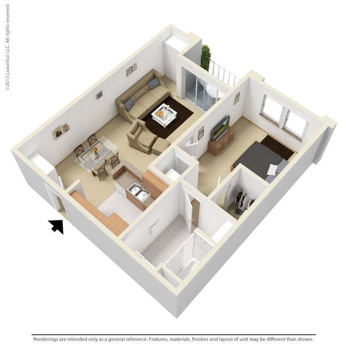 Floor Plan - 1 Bed 1 Bath A