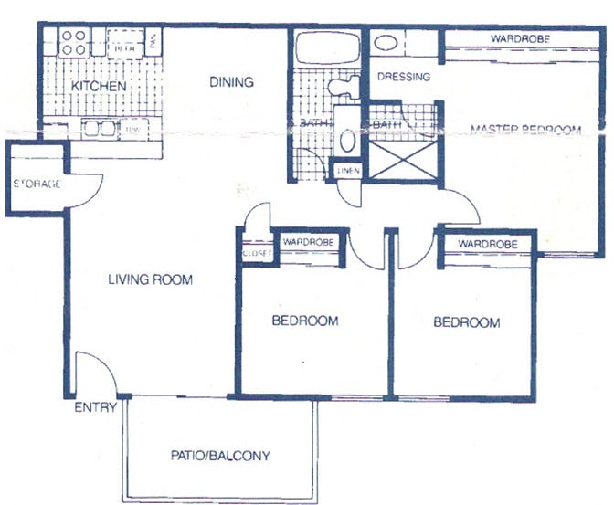 Floor Plan - Three Bed Two Bath 