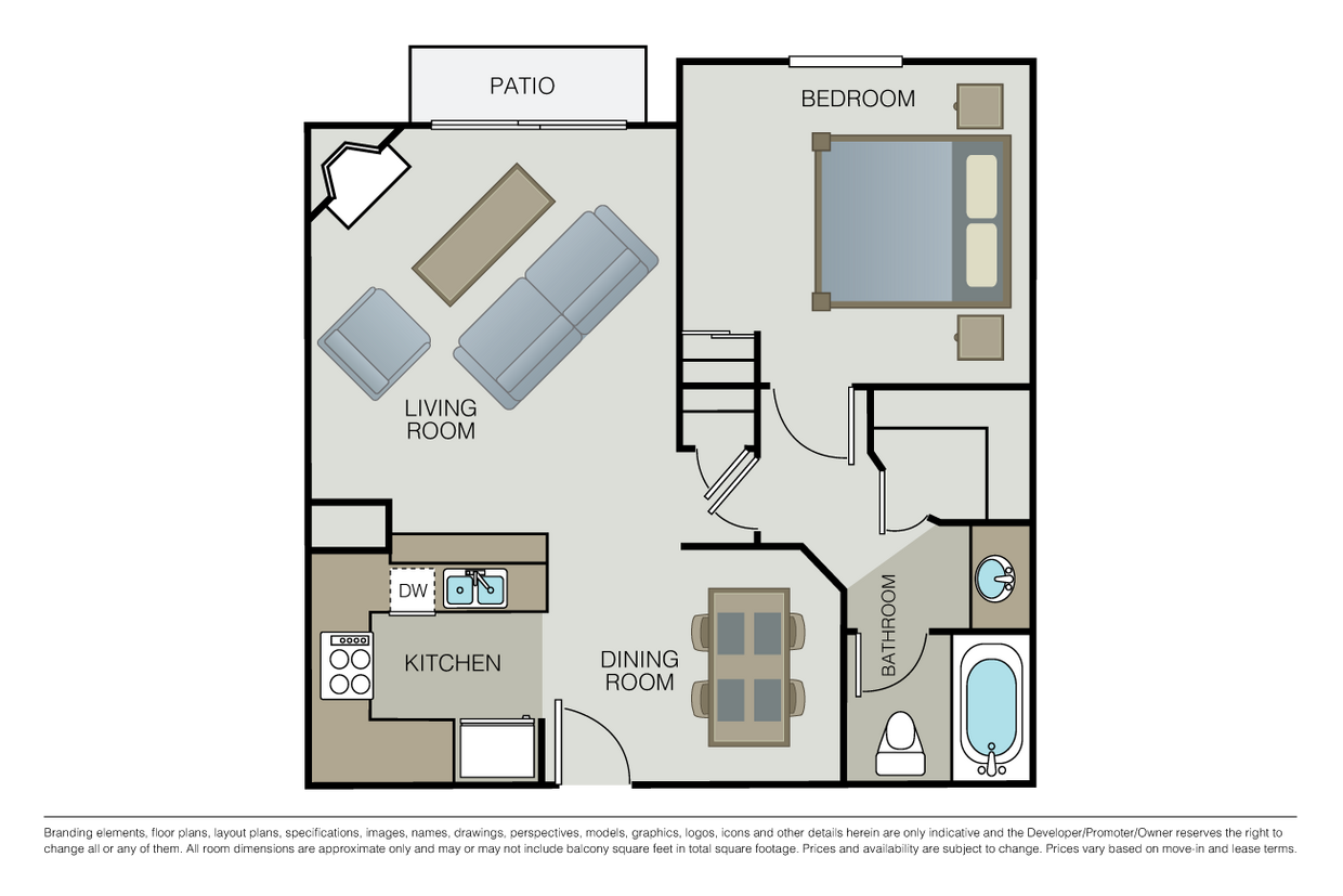 Floor Plan - 1 Bed 1 Bath - Marbella