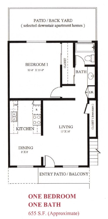 Floor Plan - One Bedroom Apartment Home