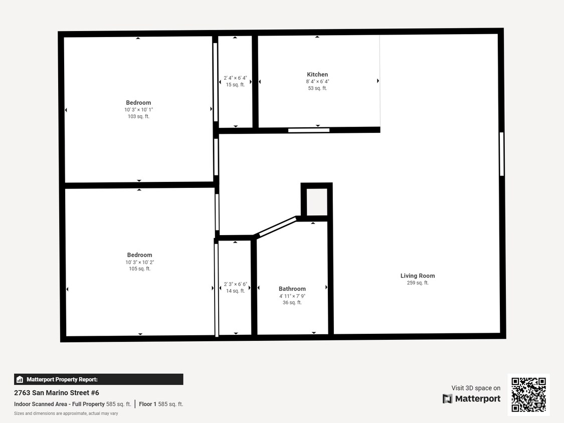 Floor Plan - 2 Bedroom  1 Bath 